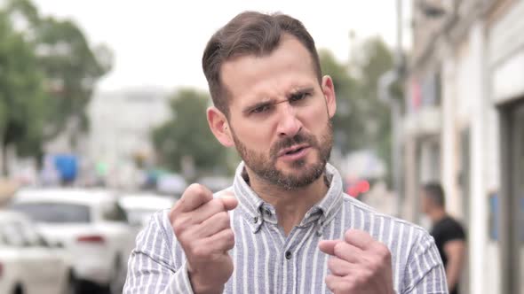 Angry Beard Casual Man Yelling Outdoor