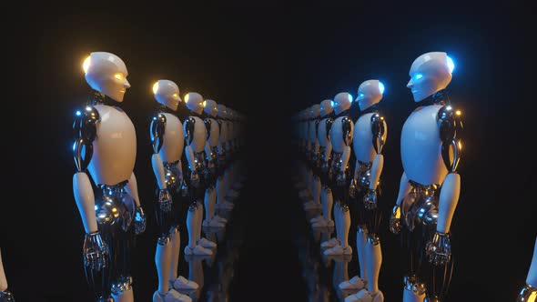 An Endless Corridor of Robots Facing Each Other