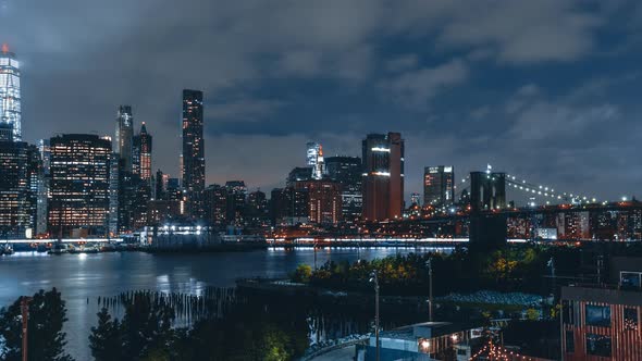 New York City  Usa Hyperlapse 276734 Lower Manhattanat Nightfrom Brooklyn Heights Promenade2304