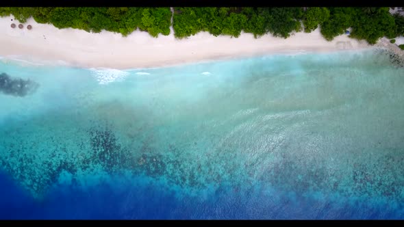 Aerial seascape of relaxing resort beach holiday by transparent ocean and white sandy background of 