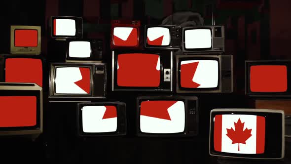 Flag of Canada and Vintage TVs.