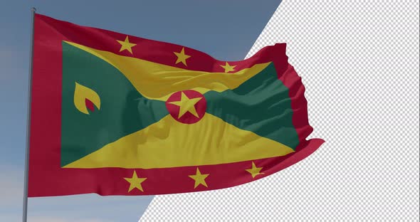 flag Grenada patriotism national freedom, seamless loop, alpha channel