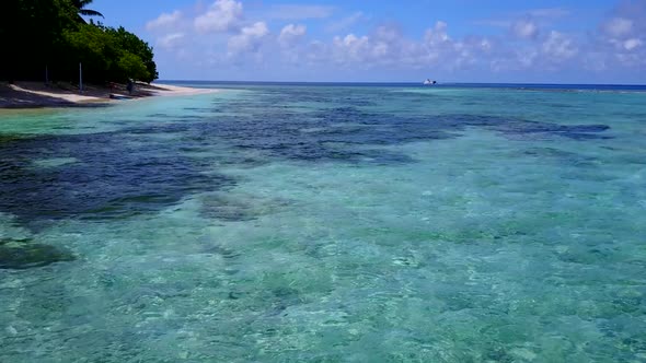 Aerial sky of marine island beach time by water with sand background