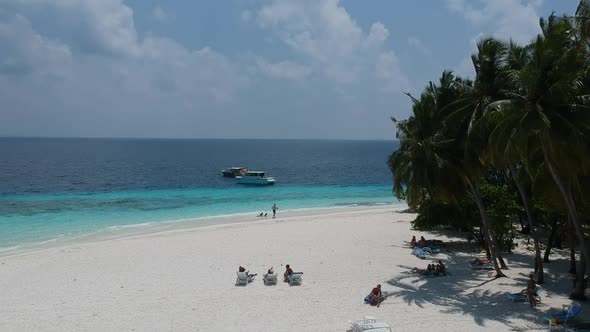 Flying over the island's beach