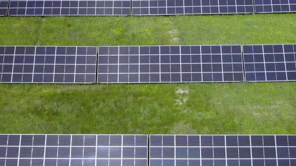 Source of Alternative Energy, Solar Panels In A Farm Under Sunlight. - aerial