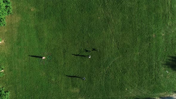 Aerial view of people with Hula Hoop in Zagreb, Croatia.