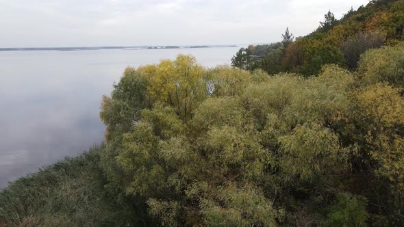 Aerial View of the Dnipro River - the Main River of Ukraine