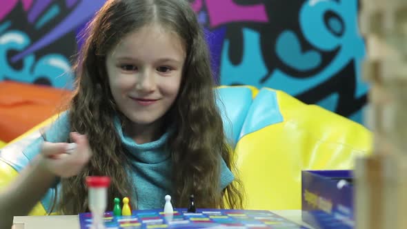 Woman Mother Playing Board Game Happy Daughter, Teaching Process