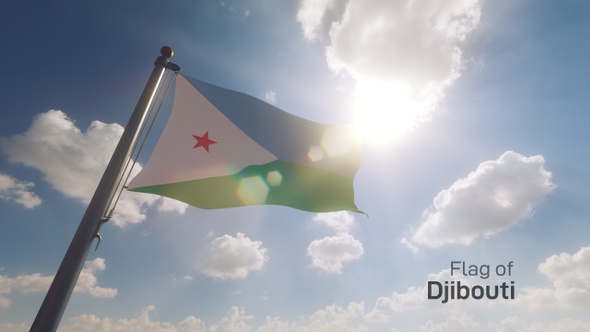 Djibouti Flag on a Flagpole V2