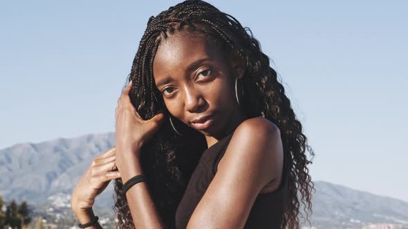 Beautiful Young Black Woman Enjoying Sun