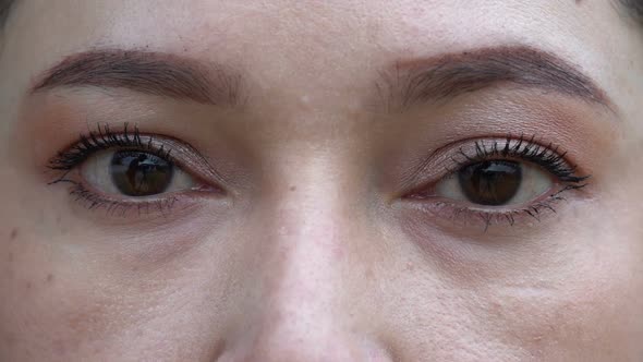 close up of slow-motion woman eyes