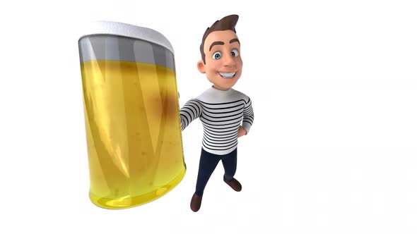 Fun 3D cartoon man with a beer