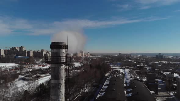 Emission to Atmosphere from Industrial Pipes on the Outskirts of the City