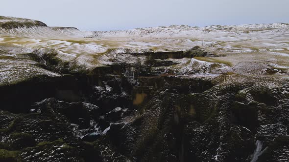 Drone Flight Over Landscape And Fjaorargljufur Canyon