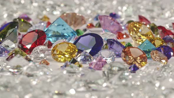 Close Up The Colored Gemstones Of Various Sizes.