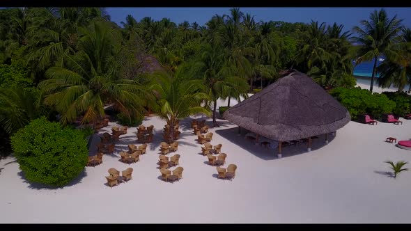 Aerial drone view landscape of luxury coast beach holiday by blue lagoon with clean sand background 