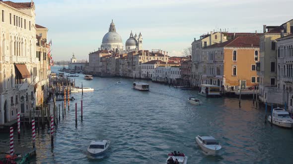 View of Water Traffic in Grand Canal in Venice