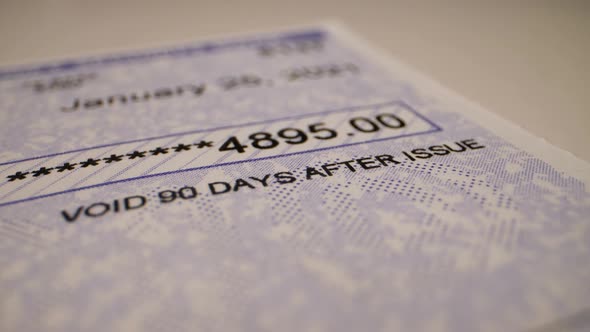 closeup of a financial check