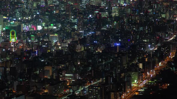 Japan Osaka Cityscape View Night Lights Timelapse