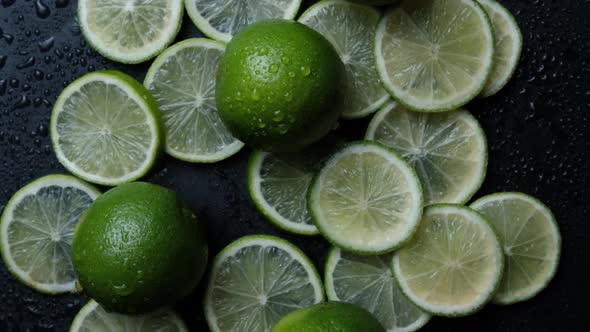 Lime Slices Closeup Macro Background Fruits Top View