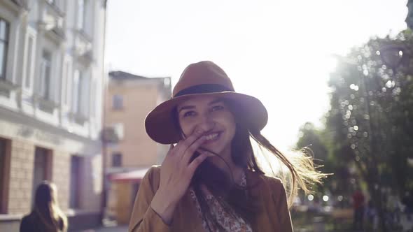 Cheerful Woman in the Street