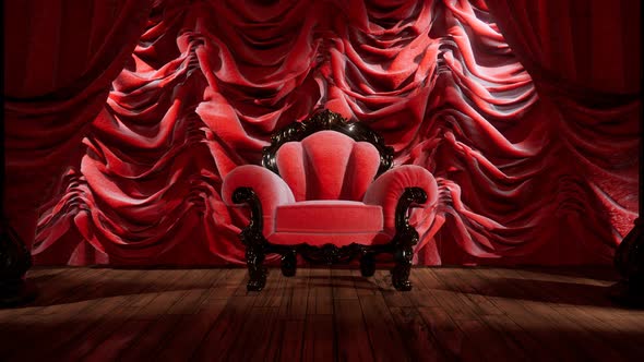 Luxurious Theater Curtain Stage with Chair