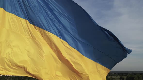 Flag of Ukraine in the Wind. Kyiv