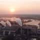 Aerial view Drone shot of flying around toxic chimneys tubing. Air Pollutants, Industrial zone. - VideoHive Item for Sale