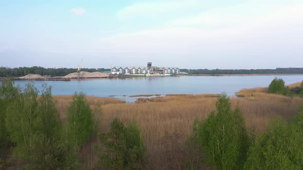 Steel Grain Silos on the River