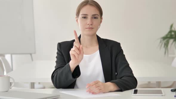 No By Young Businesswoman in Office