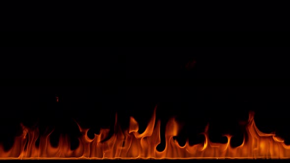 Super Slow Motion Shot of Fire Flames Isolated on Black Background at 1000Fps