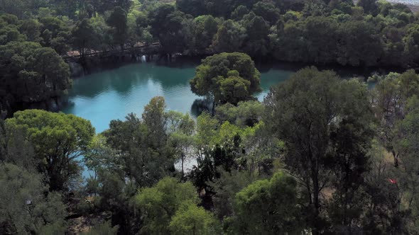 AERIAL: Lago De Camecuaro, Boat, Tangancicuaro, Mexico (Flying Around)