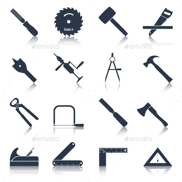 Carpentry Tools Icons Black