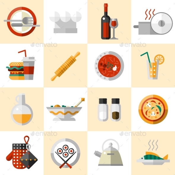 Cooking Food Icons Set
