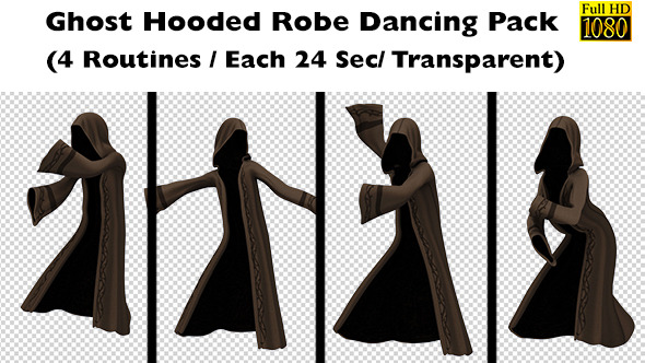Ghost Hooded Robe Dancing Routine 4 Pack