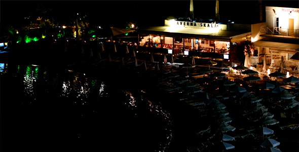 Night Beach And Cafe