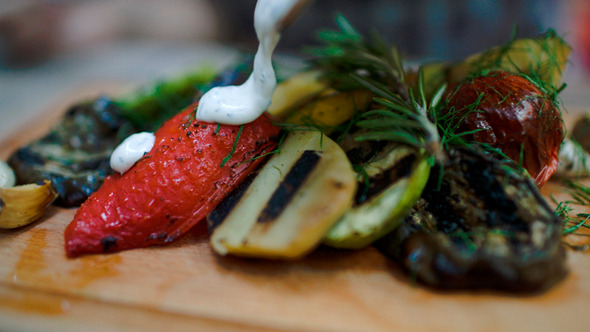 Sauce Topping On Grilled Vegetables