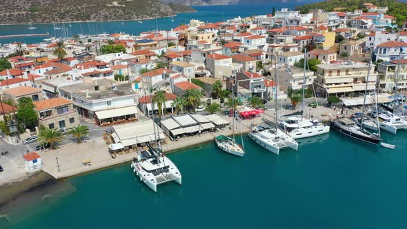 Aerial View of Ermioni Town Greece  Drone Videography