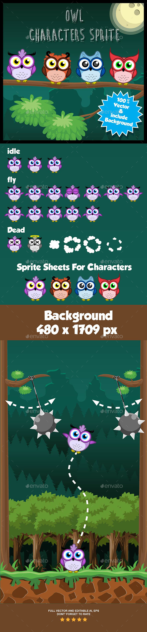 Owl Character Spritesheets