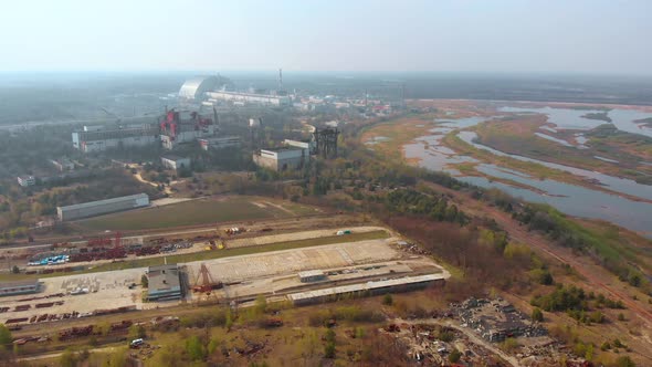 Chernobyl Nuclear Power Plant, Ukrine. Aerial View