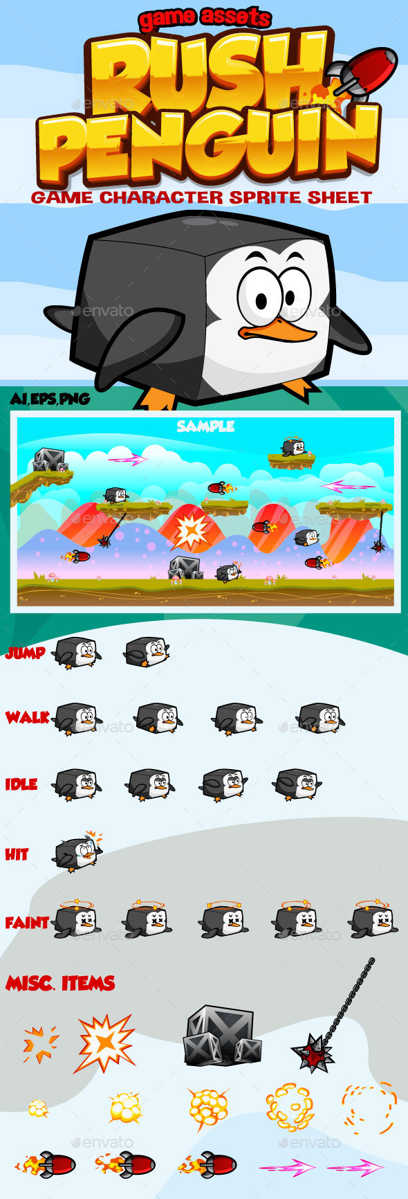 Rush Penguin: Game Character