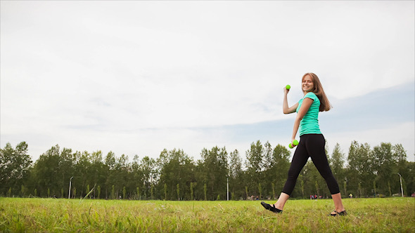 Woman With Dumbbells in a Meadow 2 alt