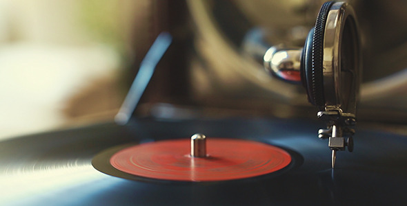 Vintage Gramophone Close-up 