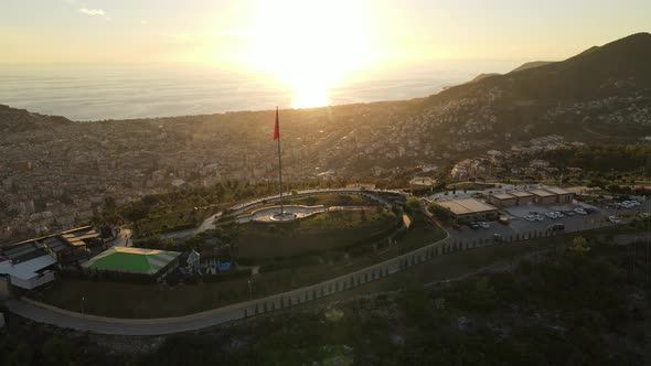 Aerial View Alanya Turkey  Resort Town Seashore