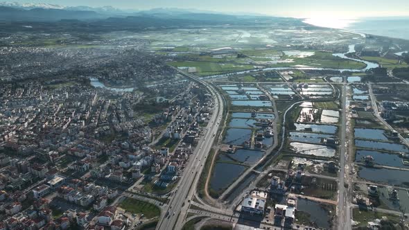 A city built on water aerial view 4 K