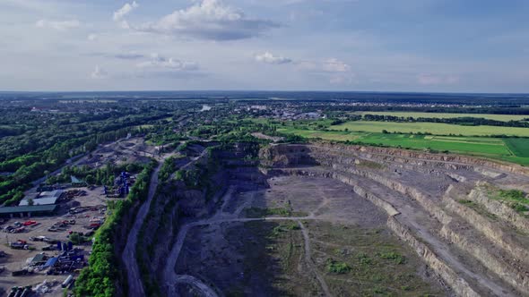 The Aerial View of Huge Granite Quarry Mine alt