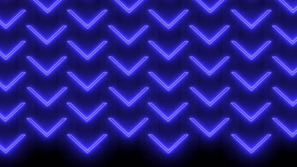 Video animation of glowing neon arrows in blue alt