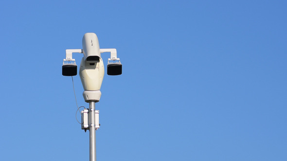 Surveillance Camera and Blue Sky