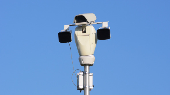 Surveillance Camera and Blue Sky