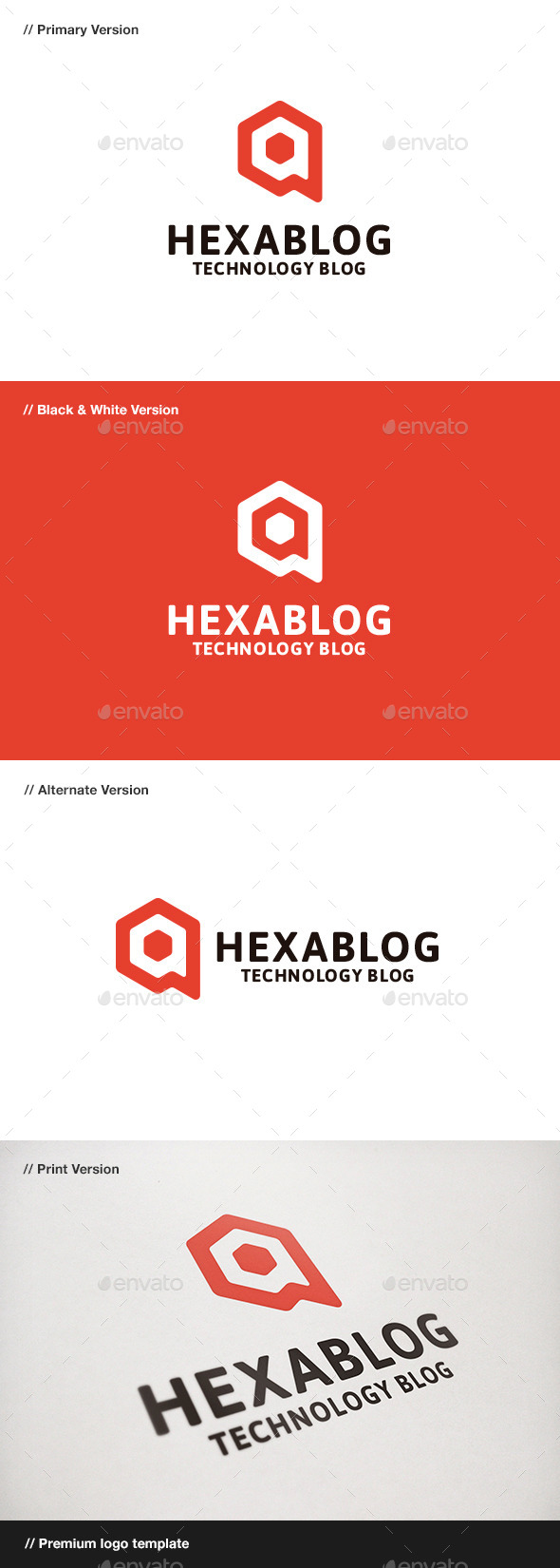 Hexablog - Hexagon & Blog Logo